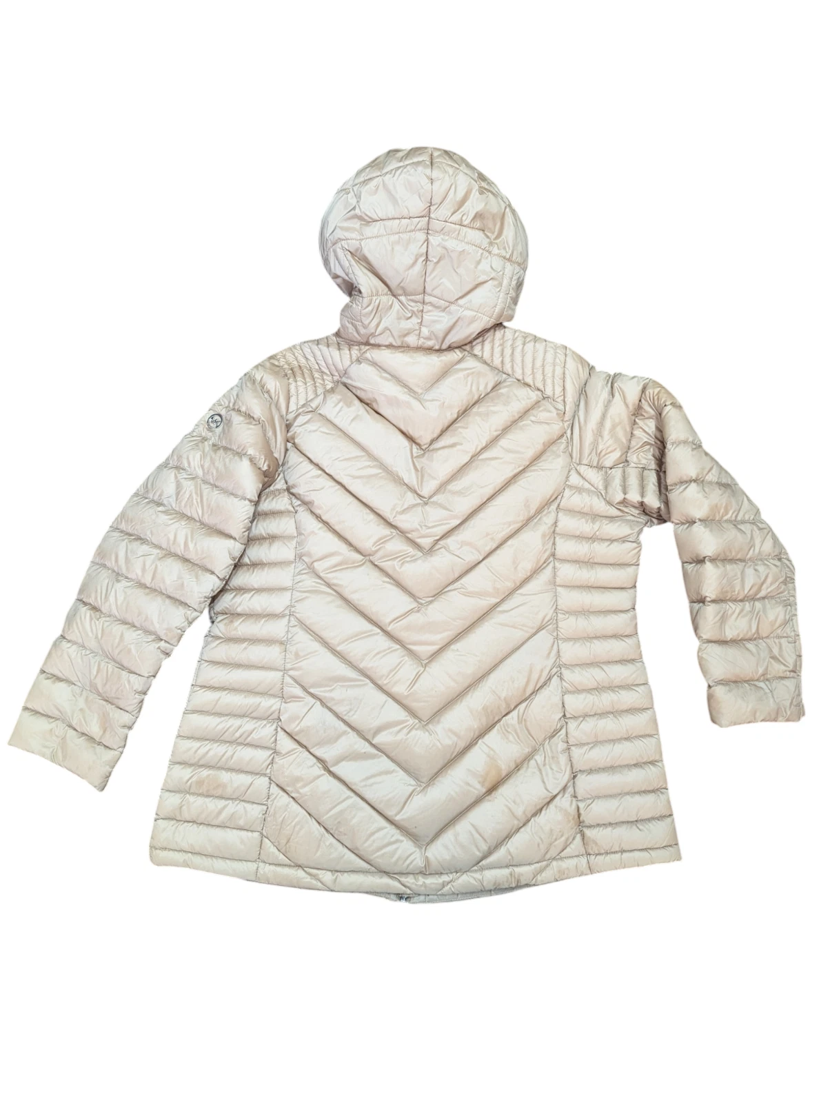 Giubbotto piumino e piuma Michael Kors taglia XL taupe cappuccio impacchettabile leggero