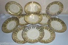 Taylor Smith Taylor Yellow W/Gold Decoration Set/11 Saucers!