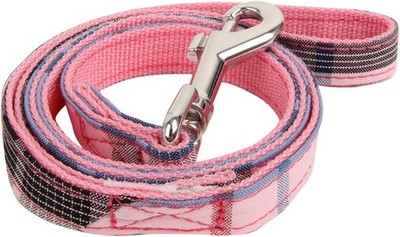 Puppia Junior Dog Lead - Pink, Medium - Checkered Cotton Dog Leash (66 chars