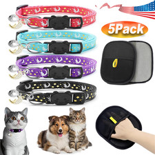 5PCS Reflective Dog Collar Pet Cat Puppy Nylon Collar with Bell Neck Adjustable