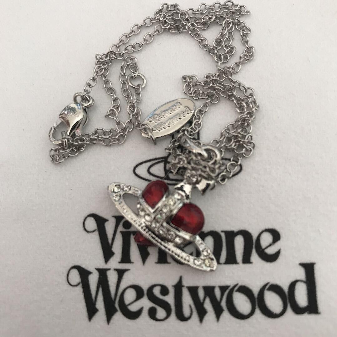 Vivienne Westwood Diamante Heart Orb Small Necklace Silver