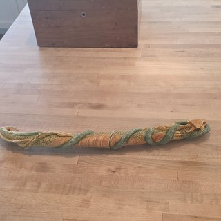Curved Blade Dagger w/ Snake Handle & Scabbard Green Tan Gold
