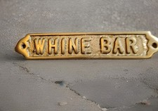 Vintage Brass “WHINE BAR” Plaque Sign Pub Bar Man Cave 8"