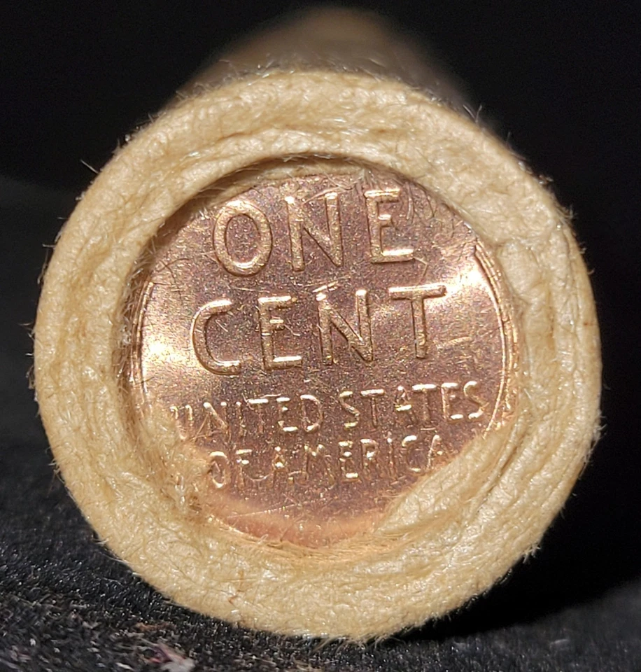 ¡¡ESTADO!! ¡¡SIN BUSCAR!! Rollo de centavo de trigo con moneda de plata BU y extremos de colas de trigo BU Foto 2 de 3