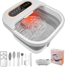 Collapsible Foot Spa Bath with Heat, Touch Screen, Remote Control, Massage Rolle
