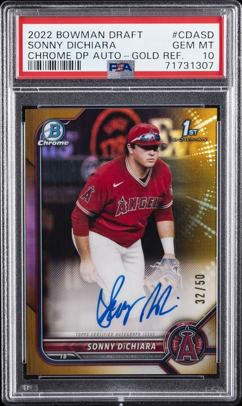 2022 BOWMAN DRAFT CHROME DRAFT PICK AUTO SONNY DICHIARA 32/50 PSA 10 AUTO
