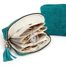 Jewelry Organizer Case for Travel: 5-Layer Velvet Zipper Pouch Bag for Bangle...