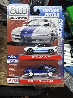 Auto World Curve Huggers 1995 Ford Probe GT & 1984 Ford Mustang SVO -2 Pack 1:64