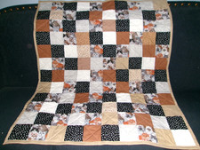 Handmade Crib Quilt for a Boy or Girl, Variety of Cat Prints, 40" x 45"
