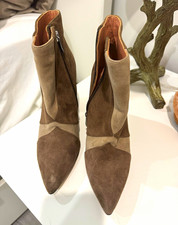 Sigerson Morrison Suede Colorblock Ankle Bootie Pointed Toe Side Zip 6.5