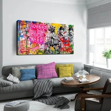 Colorful Banksy Wall Art for Living Room - Graffiti Posters for Teen Girls Ro...