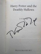 J.K Rowling Hand Signed Harry Potter Deathly Hallows Book PSA QO Card + COA