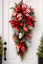 Christmas Door Swag, Red & White Candy Cane H...
