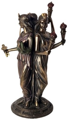 Hecate Triple Moon Witch Goddess Statue 11.5'' Bronze Finish Hekate Greek Magic