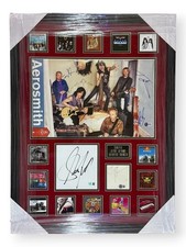 Aerosmith Signed Photo & Cuts Steven Tyler Joe Perry Joey Kramer Framed BAS