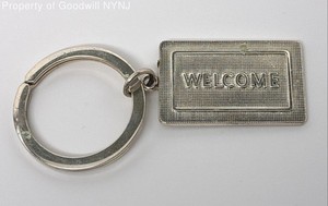 Tiffany & Co. Sterling Silver 925 Welcome Plaque Keychain Vintage 2000 COA