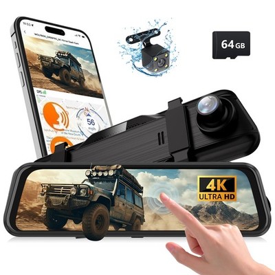 YOZZLOO 4K Dash Cam Front and Rear Dual Dash Camera WIFI&GPS With 64GB SD Card
