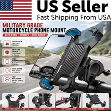 Motorcycle Phone Mount Auto Lock 100MPH Military Anti-Shake Bike Phone Holder US