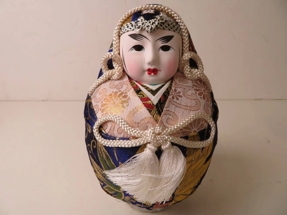 Juego Hime Daruma (2) Showa Era Como Nuevo Hecho a Mano - Muñecas Nishiki, En Caja, 12 cm Foto 3 de 3