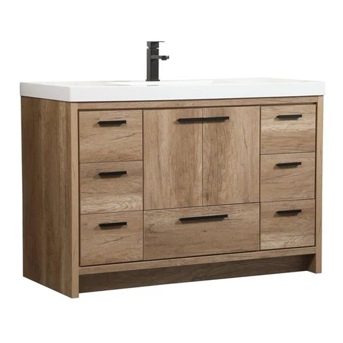 Elegant Decor Wyatt 48" Aluminum MDF Single Bathroom Vanity in Natural Oak - Picture 1 of 8