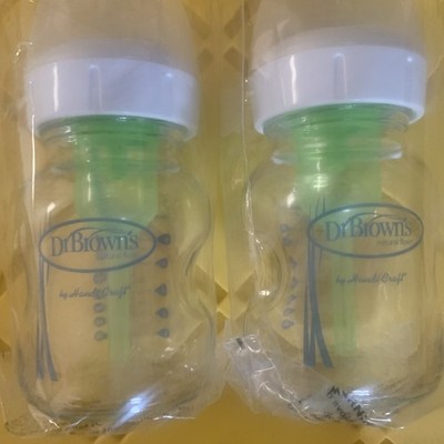 Dr. Browns Glass Natural Flow Baby Bottles 5 Ounce, 2 Pack Wide-Neck Thick Glass