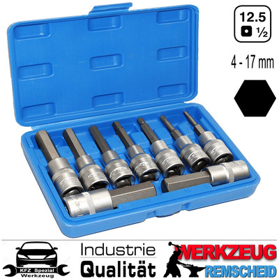 9-tlg Innensechskant 1/2 6-Kant Stecknuss Bits Satz 4mm - 17mm Für Inbus Schraub