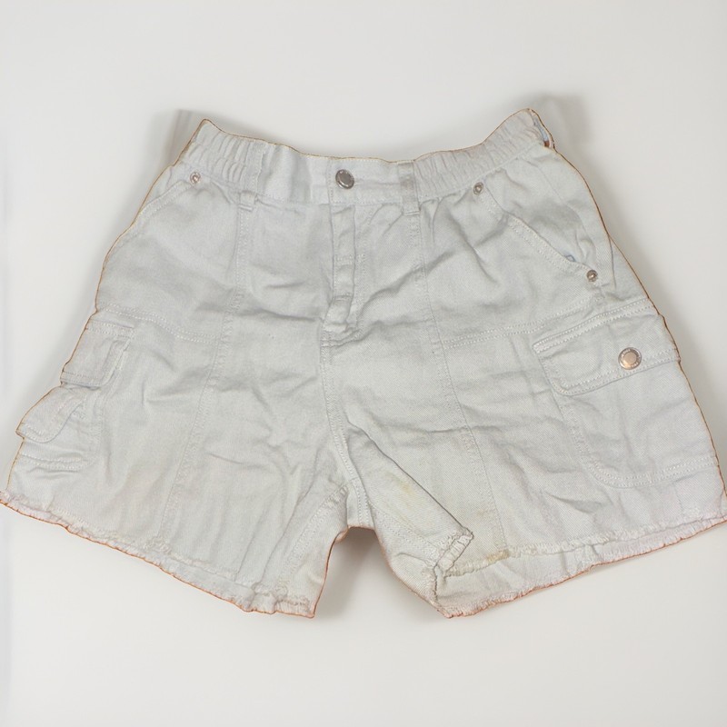 Angel Kiss Women’s White Cargo Shorts XS Mid Rise Cotton Pockets Button