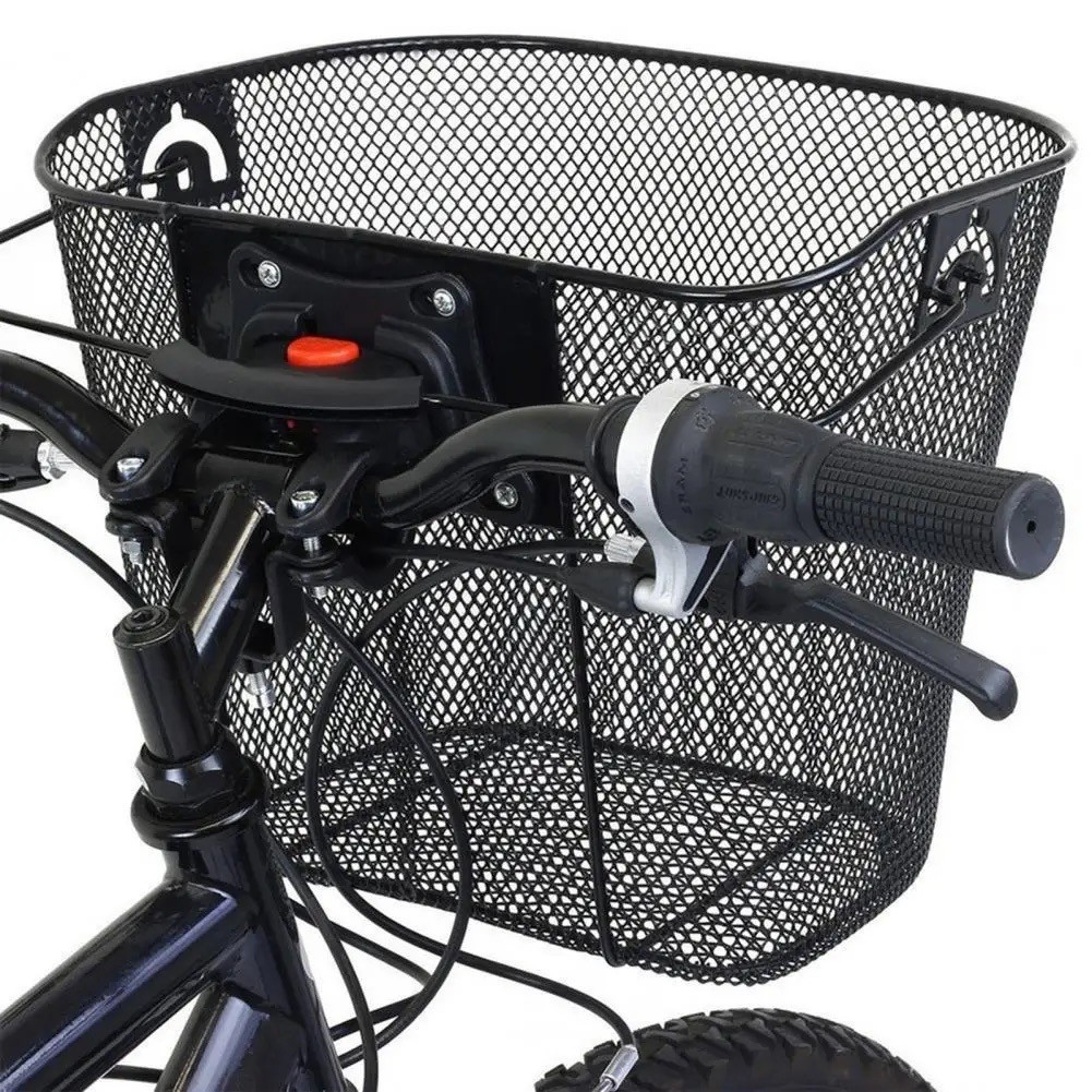 Panier vélo métallique avant pour éviter les sacs lourds en VTT et ville