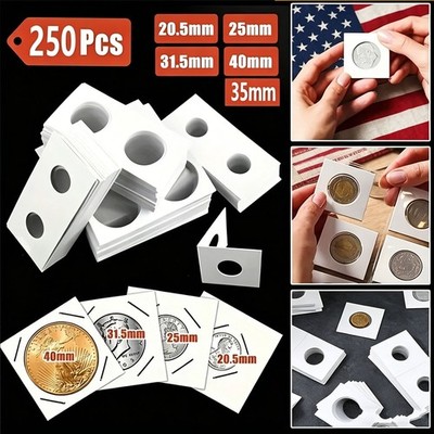 250 Pcs Mylar Coin Flips 2x2 Size Heavy Duty Coin Storage Supplies