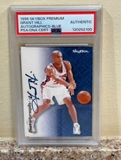1996-97 SkyBox Premium Autographics- BLUE Grant Hill Signed Card