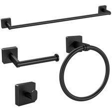 4 Piece Bathroom Accessories Set 24 Inch Towel Rack Stainless Steel Wall Mounted