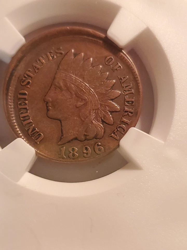 1896 Struck Off Center India Head Penny NGC AU55 - Image 3 of 4