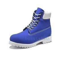 Hot Men Classic Blue Leather High Top Work Bo...