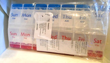 Weekly Pill Planner Organizer XL Easy Use AM/PM With Push Button 7 Day Box Case
