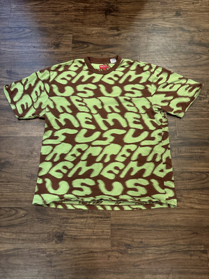 SUPREME Stacked Script Intarsia Short Sleeve Top SS23 Brown size Large