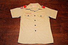 Boy Scouts of America BSA Youth Shirt Large Tan No Patches Plain Short Sleeve