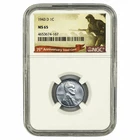 1943D Lincoln Wheat Steel Cent 1C NGC MS 65