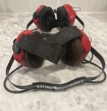 (2) Racing Electronics Headsets Headphones With Boom Mics & Back Straps