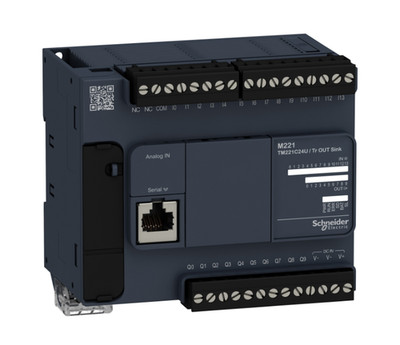 M221 programmable logic controller 24 point IO source output TM221C24U