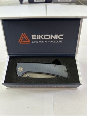 Eikonic Chaves RCK9 100SGY Folding Knife 3.06'' D2 Drop Point Blue G10