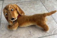 Vintage Steiff Hexie Dachshund Dog Mohair Plush Swivel Head 14  Red Collar 1950s