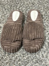Women s Brown Plush Ribbed Open Toe Slide House Slippers EU 36 US 5-5.5
