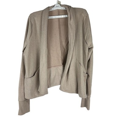 Harmony And Balance Open Front Cardigan Womens Large Neutral Tan Knit