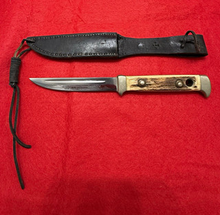 Vintage PUMA Buddy 6383 Germany 1967 Stag Handle leather Sheath