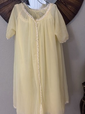 1960 s Vtg Vanity Fair Yellow Nightgown  Sheer Robe Size Small Double Layer READ
