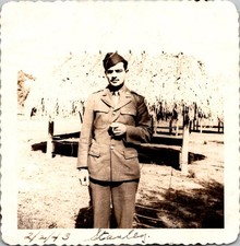 WWII Era US Army Soldier Portrait Photo 1943 Stanley Vintage Military Snapshot