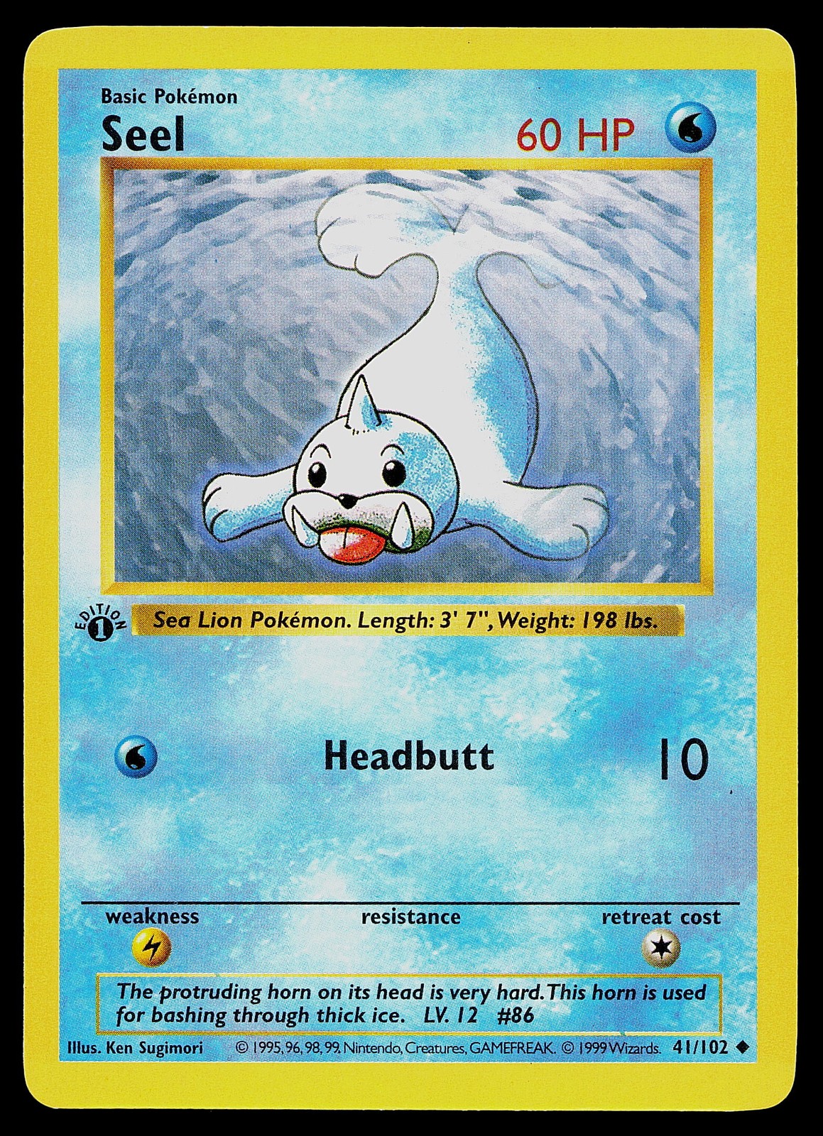 Pokemon Card - Seel 1st Edition Base Set Shadowless 41/102
