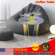 Round Rainbow Side Table Acrylic End Table Iridescent   Coffee Table 17.7*20.3in