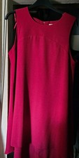 Pink Woven Polyester Round Neck Sleeveless Shift Knee Dress Pullover, Size L
