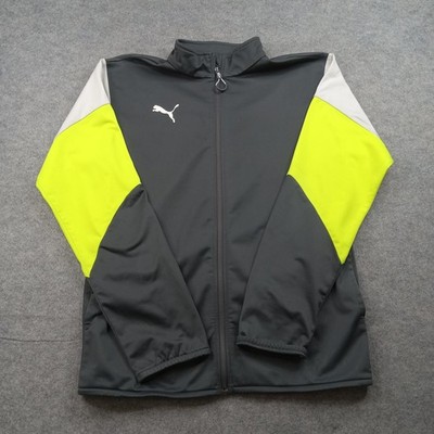 Puma Jacket Mens Medium Gray Colorblock Yellow Full Zip Athletic Track 654912